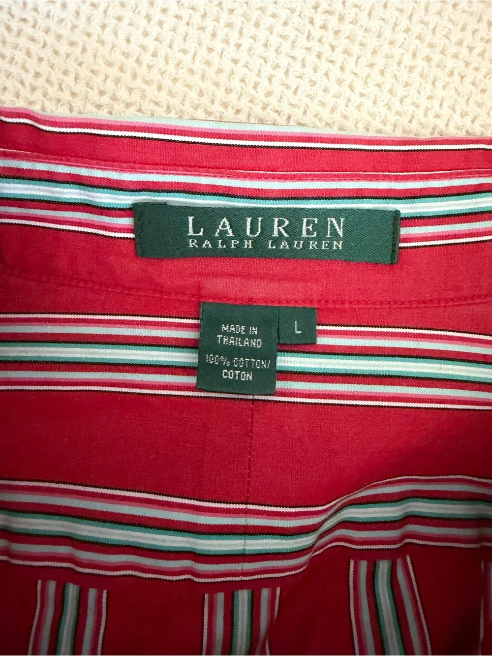 Vintage Ralph Lauren Y2K Striped Button-Up Shirt in Berry Red Quietluxury - Picture 6 of 8